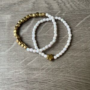 White Beaded Bracelet Set